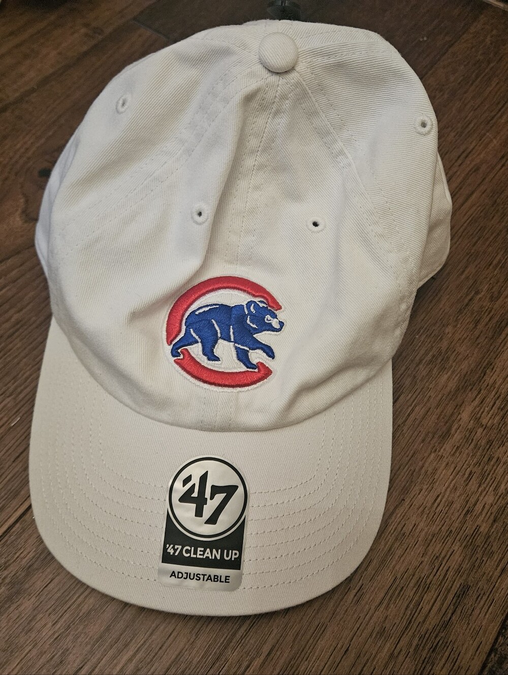 Chicago Cubs Hat 47 Brand Cap Baseball MLB Logo White Used Condition Adjustable.